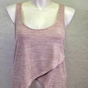 Express Crossover High Lo Sleeveless Knit Tank Top Asymmetrical Hem Pink Size L
